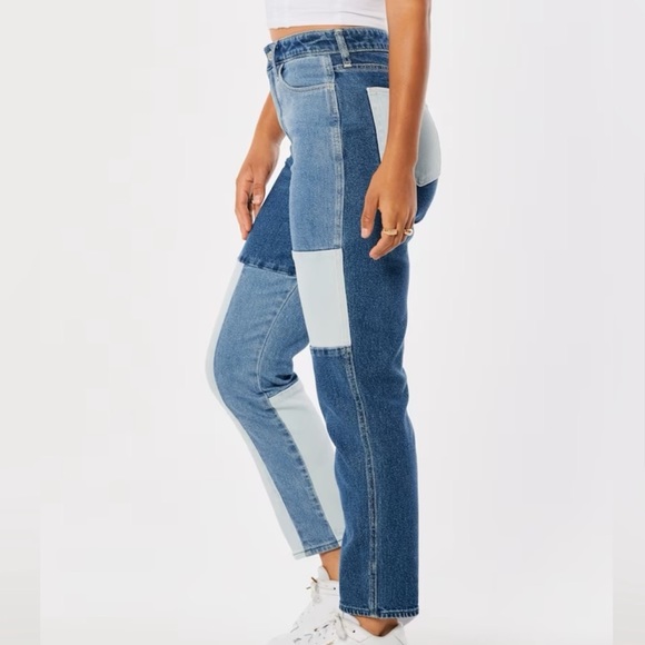 NWOT Hollister High-Rise Patchwork Mom Jeans - Picture 4 of 9